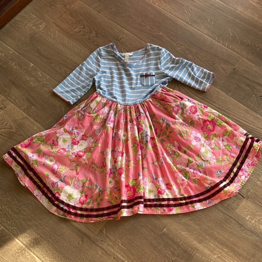 Matilda Jane Blue Stripe and Pink Floral Dress